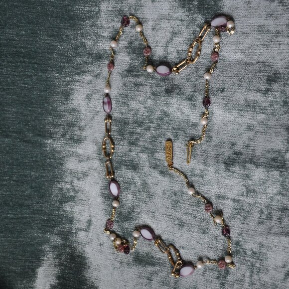 RARE Vintage DE WAN ITALY Necklace Gold Tone Signed Single Stand 37" - Picture 13 of 15